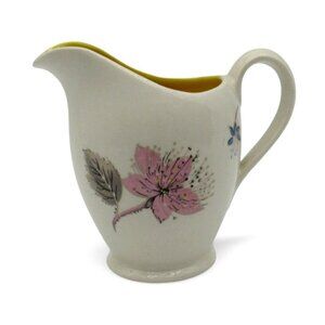 GRINDLEY Creamer Pitcher With Floral Pattern And Yellow Interior Vintage